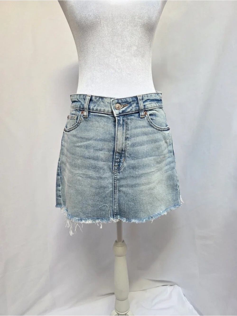 Light Wash Denim Mini Skirt - Unbranded